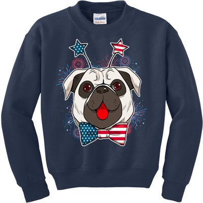 Fourth of July Fireworks Pug Dog Kids Sweatshirt