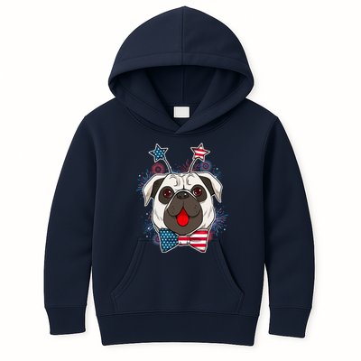 Fourth of July Fireworks Pug Dog Kids Hoodie