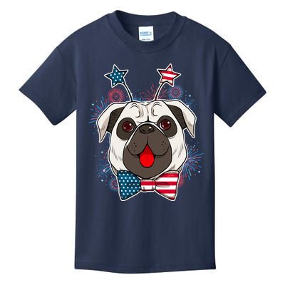 Fourth of July Fireworks Pug Dog Kids T-Shirt