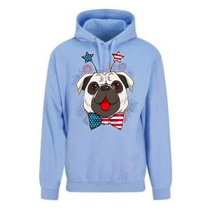 Fourth of July Fireworks Pug Dog Unisex Surf Hoodie