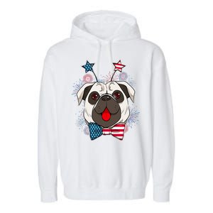 Fourth of July Fireworks Pug Dog Garment-Dyed Fleece Hoodie