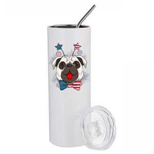 Fourth of July Fireworks Pug Dog Stainless Steel Tumbler