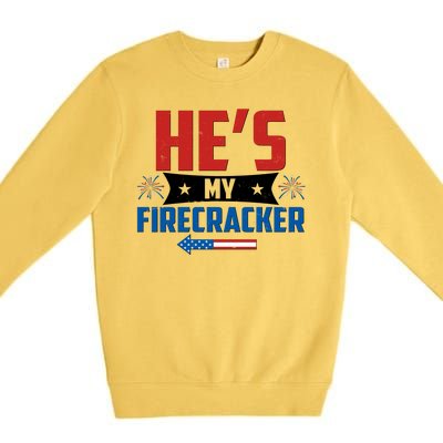 Fourth of July He's My Firecracker Matching Shirt Premium Crewneck Sweatshirt