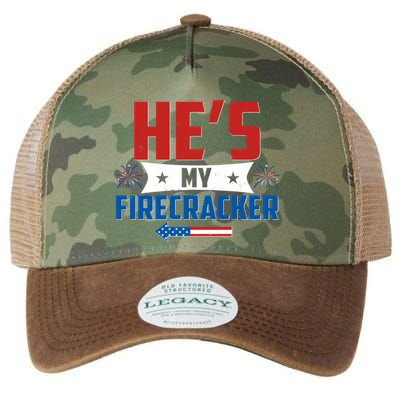 Fourth of July He's My Firecracker Matching Shirt Legacy Tie Dye Trucker Hat