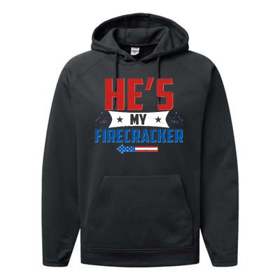 Fourth of July He's My Firecracker Matching Shirt Performance Fleece Hoodie