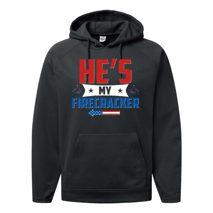 Fourth of July He's My Firecracker Matching Shirt Performance Fleece Hoodie