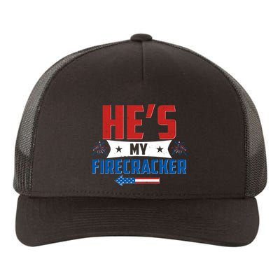 Fourth of July He's My Firecracker Matching Shirt Yupoong Adult 5-Panel Trucker Hat
