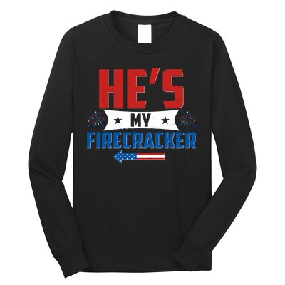 Fourth of July He's My Firecracker Matching Shirt Long Sleeve Shirt