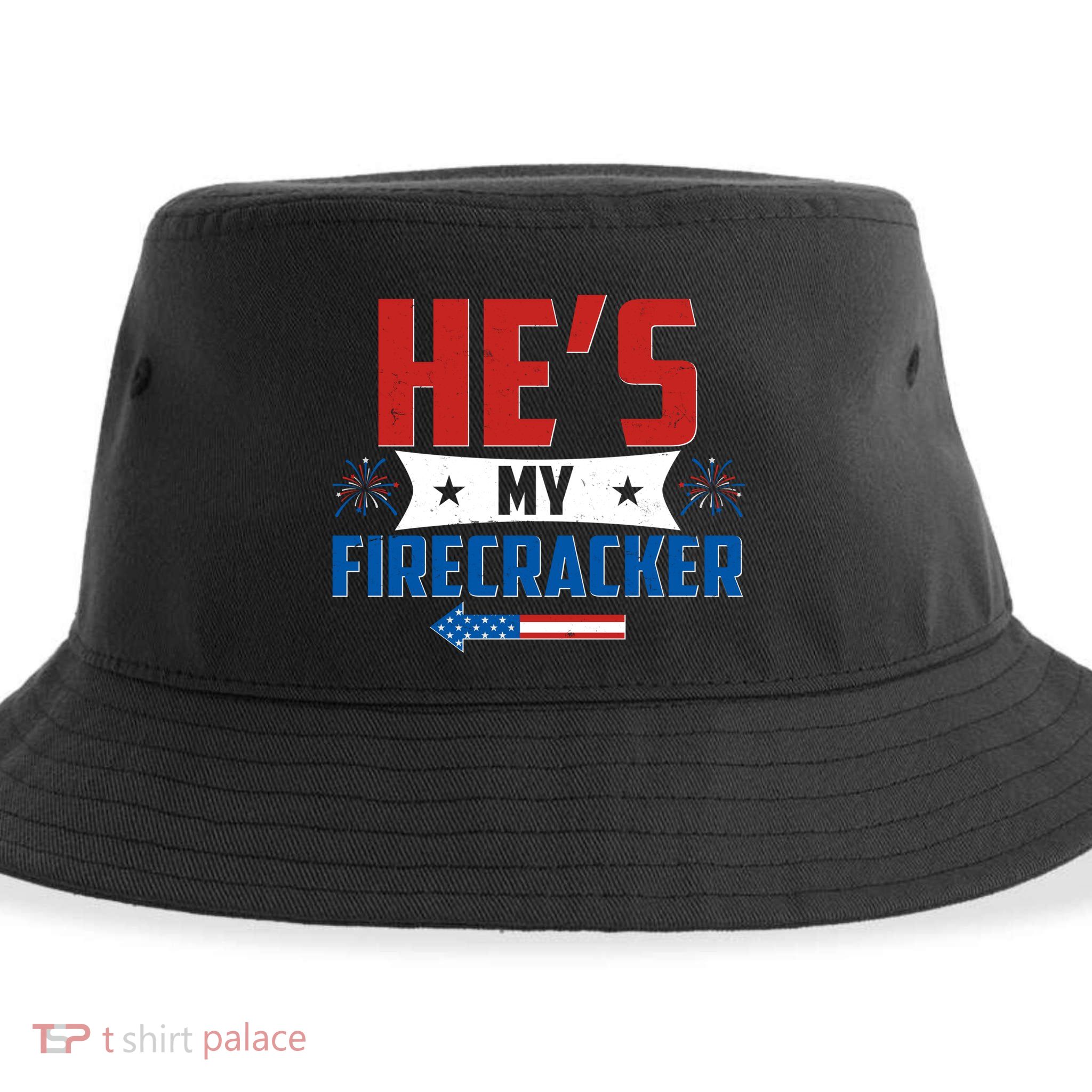 Fourth of July He's My Firecracker Matching Shirt Sustainable Bucket Hat