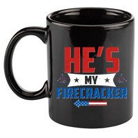 Fourth of July He's My Firecracker Matching Shirt 11oz C Handle Ceramic Mug