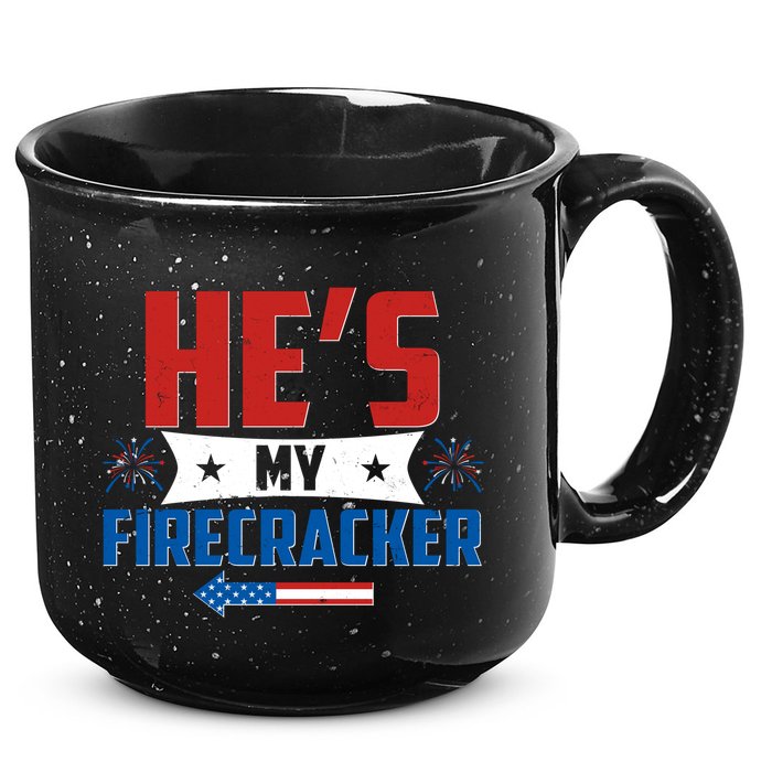 Fourth of July He's My Firecracker Matching Shirt 15oz Campfire Ceramic Mug