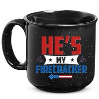 Fourth of July He's My Firecracker Matching Shirt 15oz Campfire Ceramic Mug