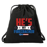 Fourth of July He's My Firecracker Matching Shirt Drawstring Bag
