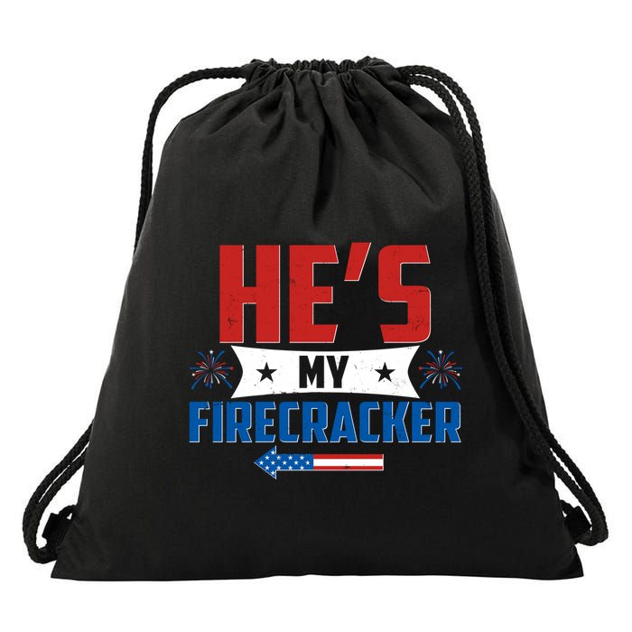 Fourth of July He's My Firecracker Matching Shirt Drawstring Bag