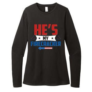 Fourth of July He's My Firecracker Matching Shirt Womens CVC Long Sleeve Shirt