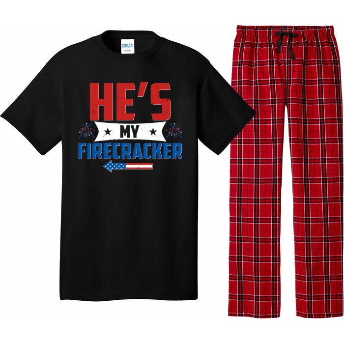 Fourth of July He's My Firecracker Matching Shirt Pajama Set