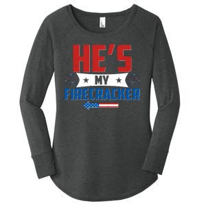 Fourth of July He's My Firecracker Matching Shirt Women's Perfect Tri Tunic Long Sleeve Shirt