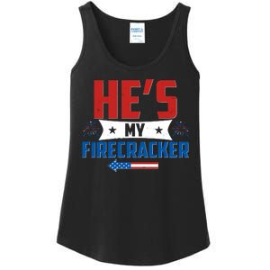 Fourth of July He's My Firecracker Matching Shirt Ladies Essential Tank