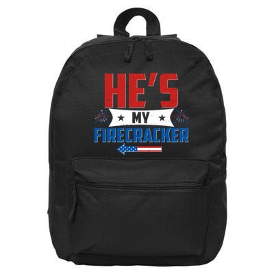 Fourth of July He's My Firecracker Matching Shirt 16 in Basic Backpack