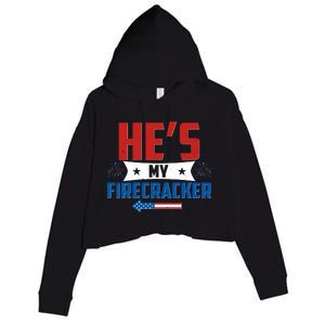 Fourth of July He's My Firecracker Matching Shirt Crop Fleece Hoodie