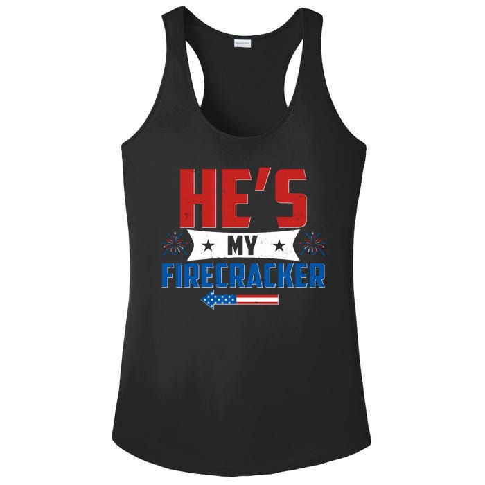 Fourth of July He's My Firecracker Matching Shirt Ladies PosiCharge Competitor Racerback Tank