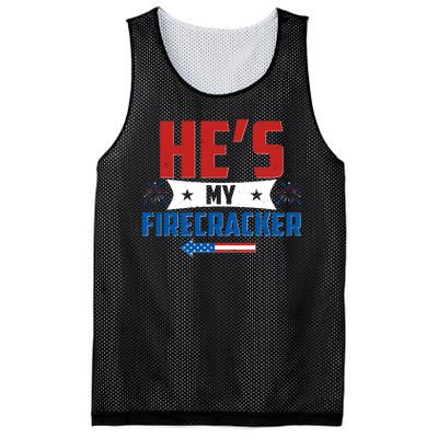 Fourth of July He's My Firecracker Matching Shirt Mesh Reversible Basketball Jersey Tank