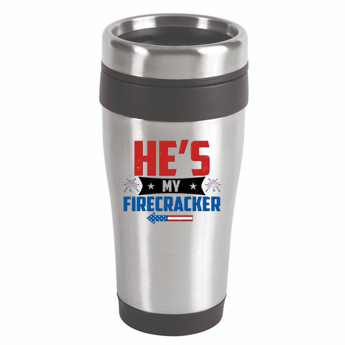 Fourth of July He's My Firecracker Matching Shirt 16oz Travel Tumbler