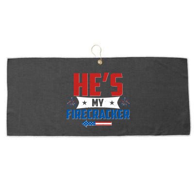Fourth of July He's My Firecracker Matching Shirt Large Microfiber Waffle Golf Towel