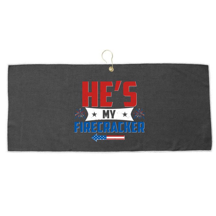 Fourth of July He's My Firecracker Matching Shirt Large Microfiber Waffle Golf Towel