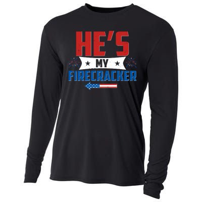 Fourth of July He's My Firecracker Matching Shirt Cooling Performance Long Sleeve Crew