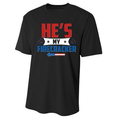 Fourth of July He's My Firecracker Matching Shirt Performance Sprint T-Shirt