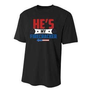 Fourth of July He's My Firecracker Matching Shirt Youth Performance Sprint T-Shirt