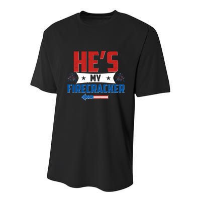 Fourth of July He's My Firecracker Matching Shirt Youth Performance Sprint T-Shirt