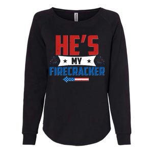 Fourth of July He's My Firecracker Matching Shirt Womens California Wash Sweatshirt