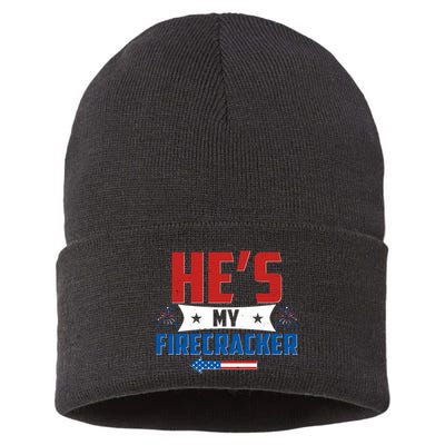 Fourth of July He's My Firecracker Matching Shirt Sustainable Knit Beanie