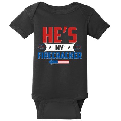Fourth of July He's My Firecracker Matching Shirt Baby Bodysuit