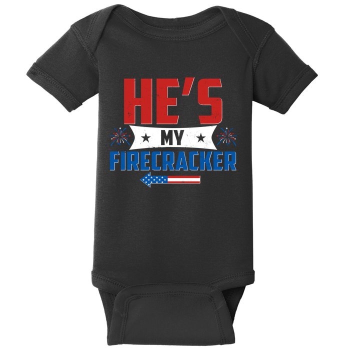 Fourth of July He's My Firecracker Matching Shirt Baby Bodysuit