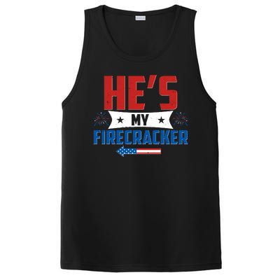 Fourth of July He's My Firecracker Matching Shirt PosiCharge Competitor Tank