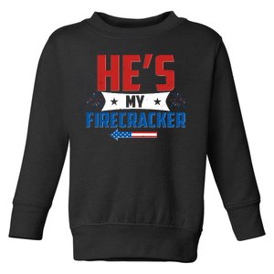 Fourth of July He's My Firecracker Matching Shirt Toddler Sweatshirt