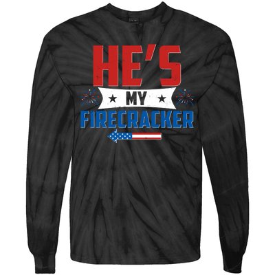 Fourth of July He's My Firecracker Matching Shirt Tie-Dye Long Sleeve Shirt