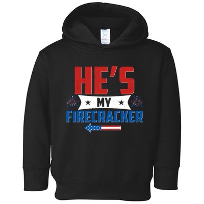 Fourth of July He's My Firecracker Matching Shirt Toddler Hoodie