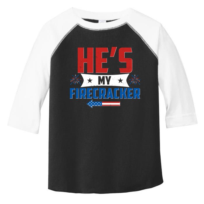 Fourth of July He's My Firecracker Matching Shirt Toddler Fine Jersey T-Shirt