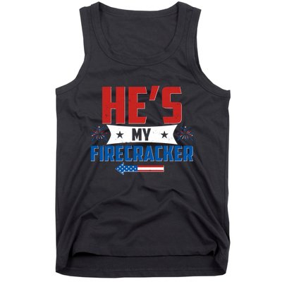 Fourth of July He's My Firecracker Matching Shirt Tank Top