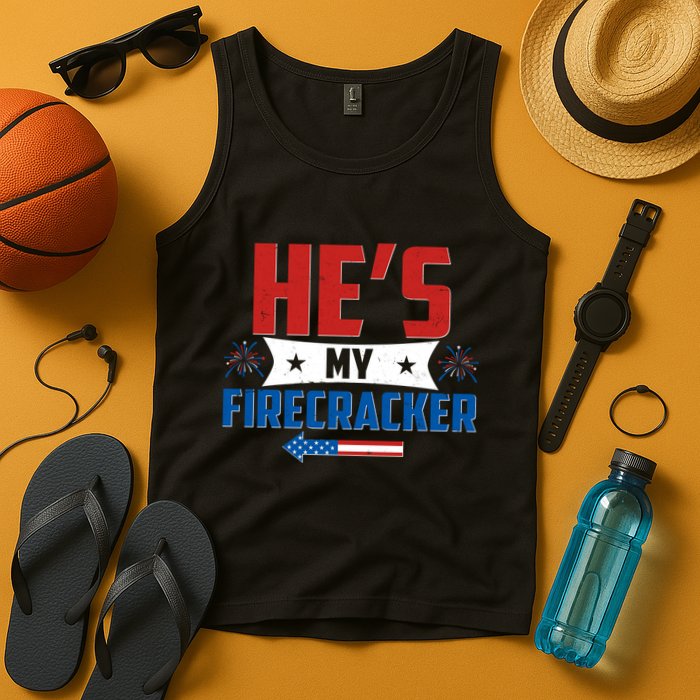 Fourth of July He's My Firecracker Matching Shirt Tank Top
