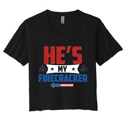 Fourth of July He's My Firecracker Matching Shirt Crop Top
