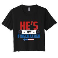 Fourth of July He's My Firecracker Matching Shirt Crop Top