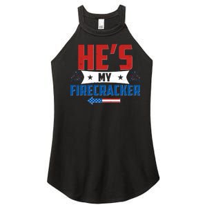 Fourth of July He's My Firecracker Matching Shirt Women's Perfect Tri Rocker Tank