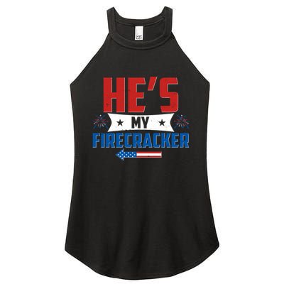 Fourth of July He's My Firecracker Matching Shirt Women's Perfect Tri Rocker Tank