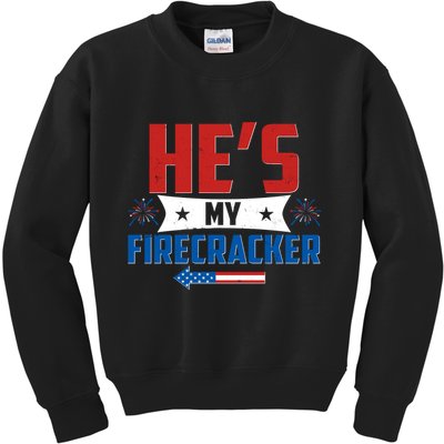 Fourth of July He's My Firecracker Matching Shirt Kids Sweatshirt