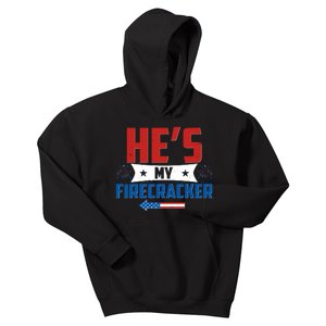 Fourth of July He's My Firecracker Matching Shirt Kids Hoodie